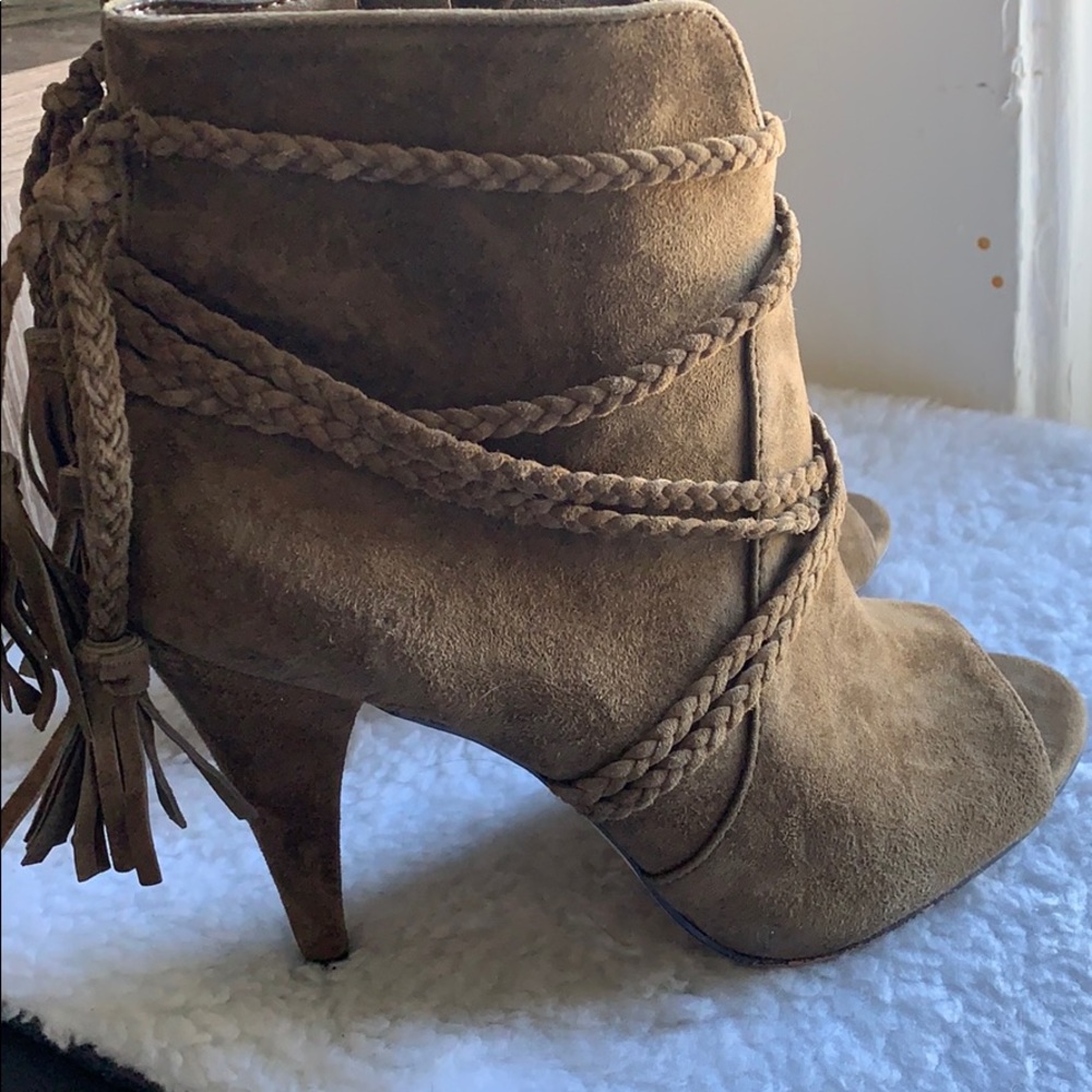 Vince Camuto open toe boots.